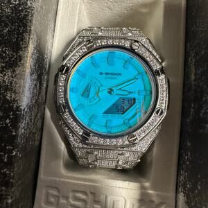 Custom Bustdown Casio G-Shock GA2100TL-7A Beach Time Lapse Tiffany Dial